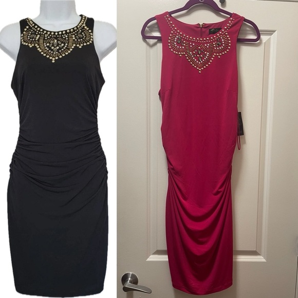 NWT $80R Thalia Sodi Acapulco Magenta Spark Bead Embellished Dress. Size Large - Picture 2 of 8